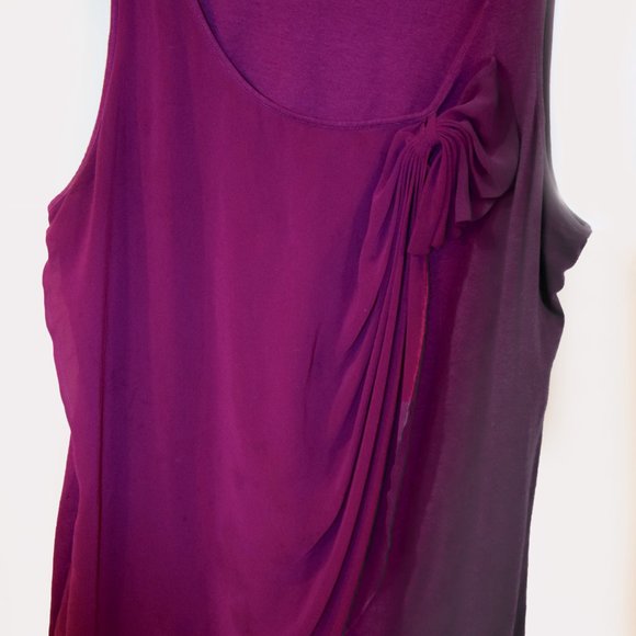 Elle Wine Colored Ruffle Front Blouse - Picture 2 of 5